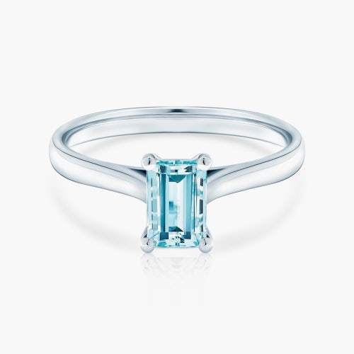 Pierścionek zaręczynowy SAVICKI: białe złoto, akwamaryn